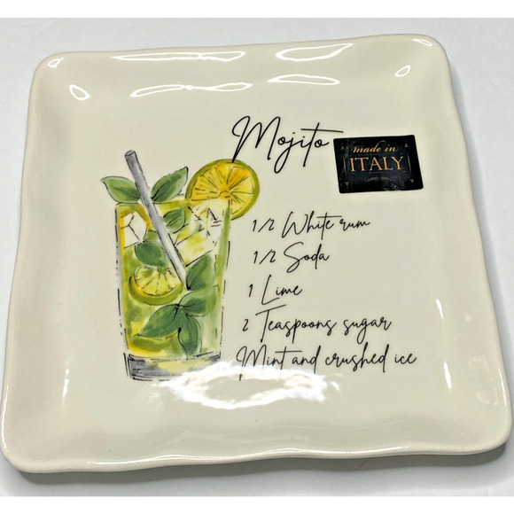 Ceramica Cuore Italy Party Cocktail Drink Appetizer Plate Recipe New Mojito - Picture 1 of 3